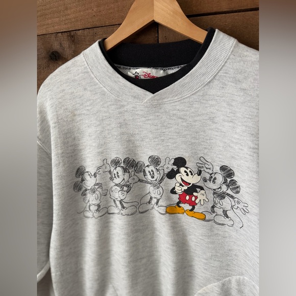 Vintage Disney Mickey Mouse Sweatshirt 90s Grey Crewneck Pullover - Picture 3 of 13